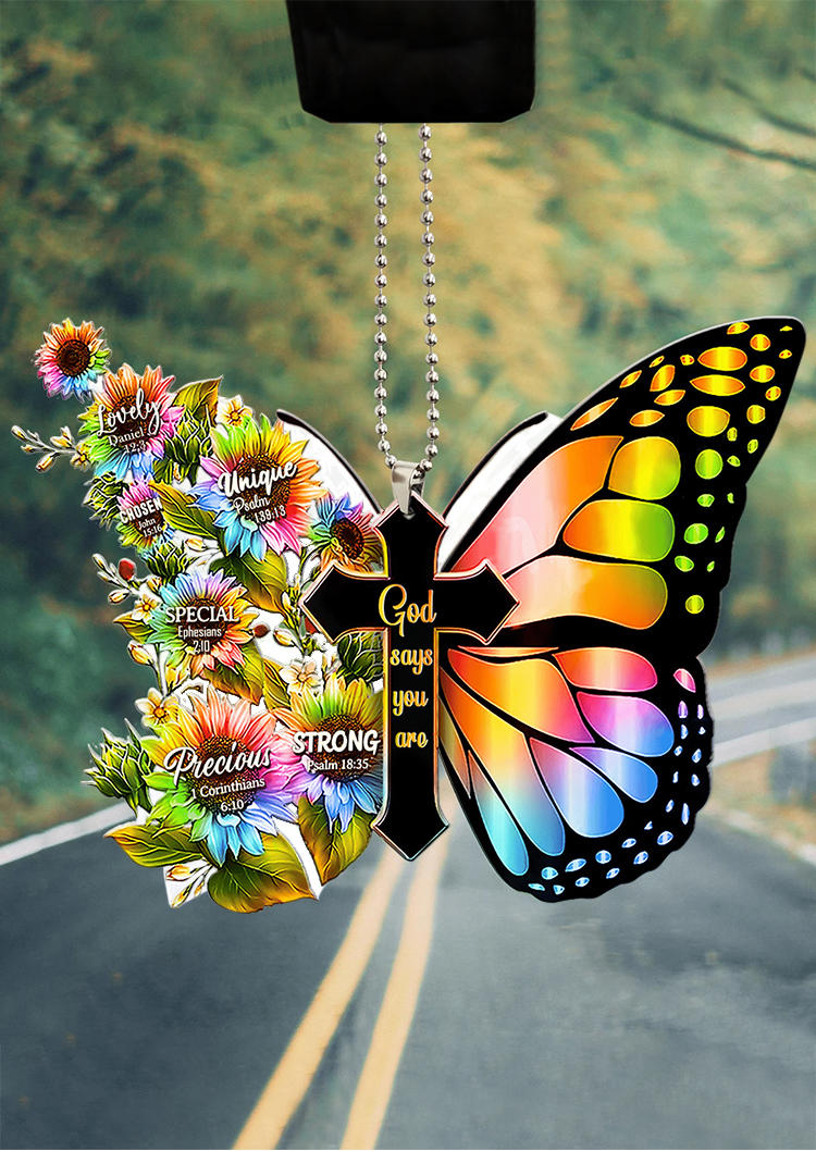

Cross Sunflower Butterfly Pendant Car Decoration Ornament, Yellow, SCM000979