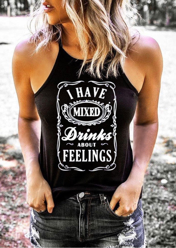 

I Have Mixed Drinks About Feelings Camisole - Black, SCM001065