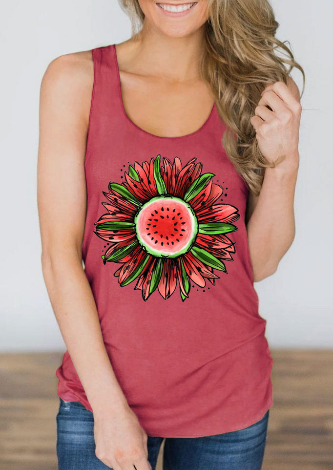 

Watermelon Sunflower Racerback Tank - Brick Red, 529481