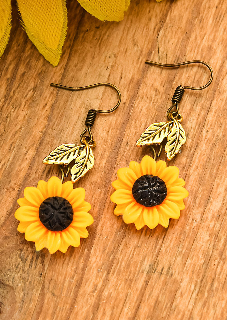 Sunflower Hook Alloy Earrings