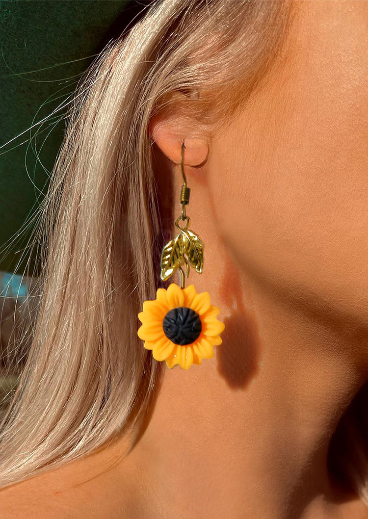 

Sunflower Hook Alloy Earrings, Yellow, 532770