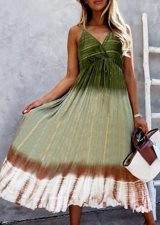 

Tie Dye Gradient Sleeveless Maxi Dress - Green, 532934