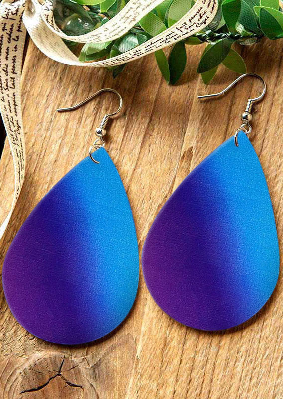 Gradient Water Drop Earrings - Blue