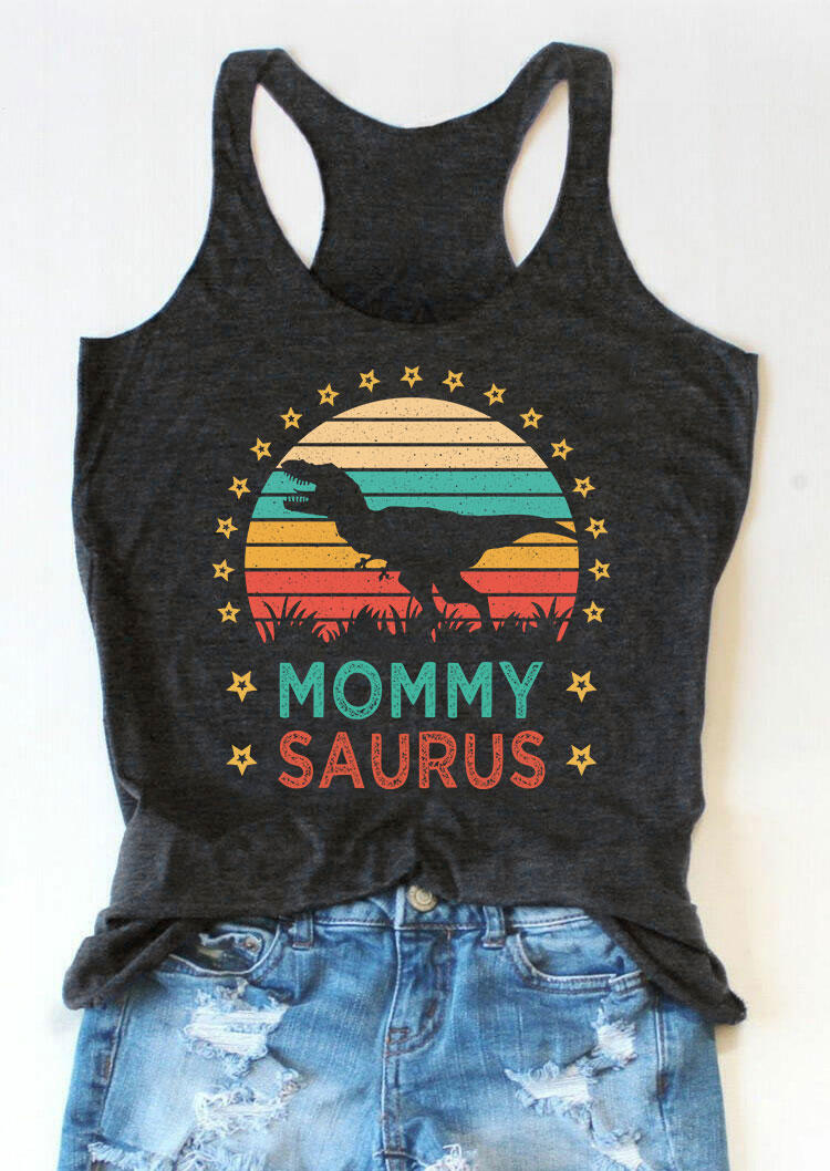 

Mommy Saurus Dinosaur Racerback Tank - Dark Grey, 532711