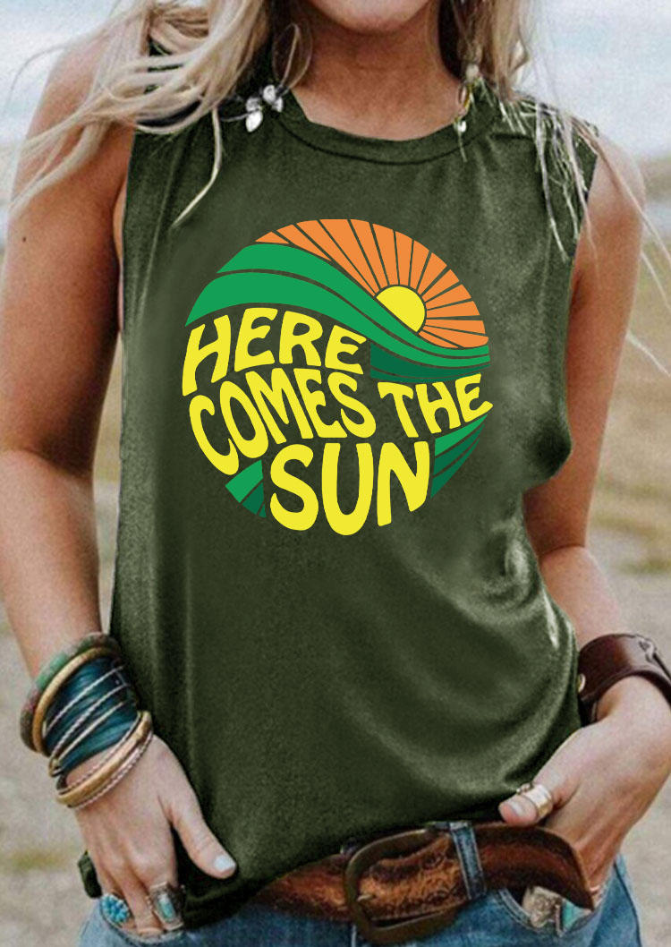 

Here Comes The Sun Sunset Tank - Army Green, 532718