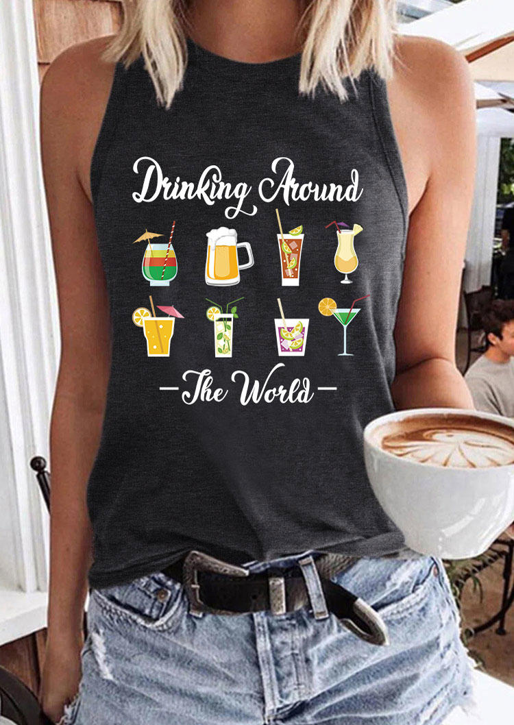 

Drinking Around The World Tank - Dark Grey, Gray, 532731