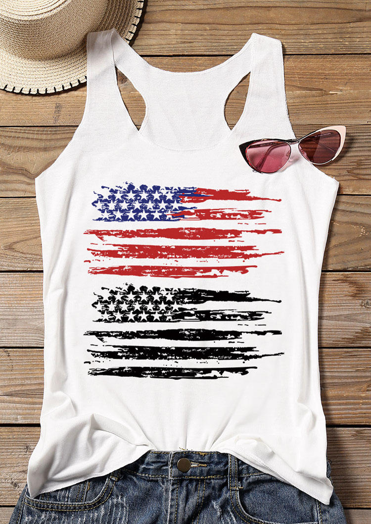 

American Flag O-Neck Racerback Tank - White, 532800