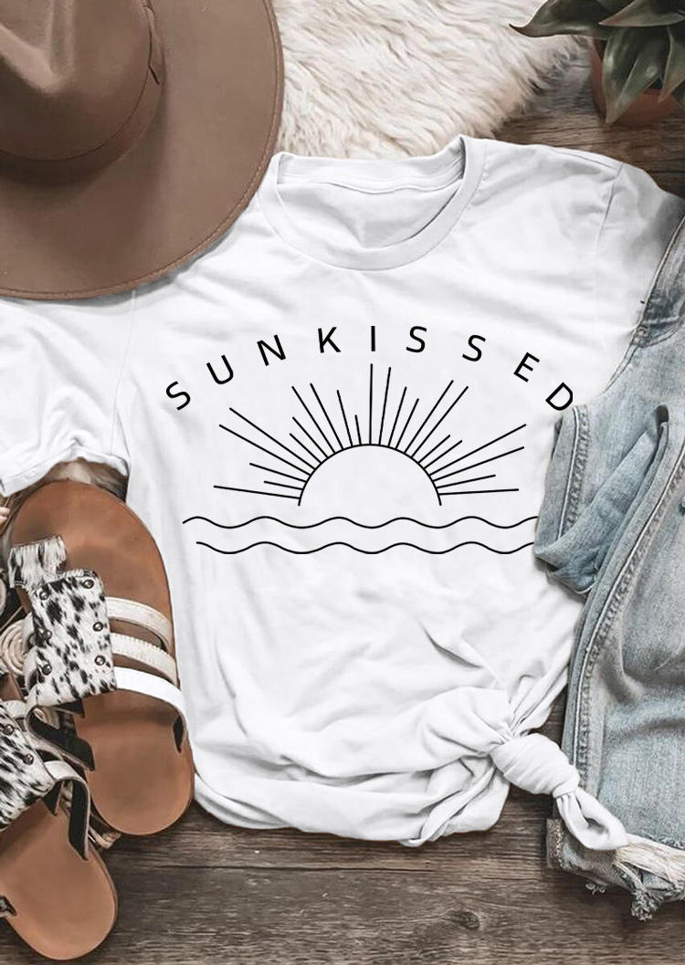 Sunkissed Sunrise O-Neck T-Shirt Tee - White