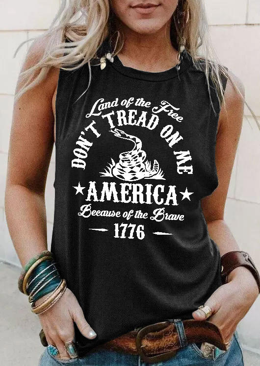

Land Of The Free Don't Tread On Me America Because Of The Brave 1776 Tank - Black, 532877