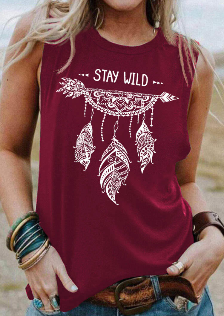 

Stay Wild Dreamcatcher Feather Arrow Tank - Burgundy, 532969