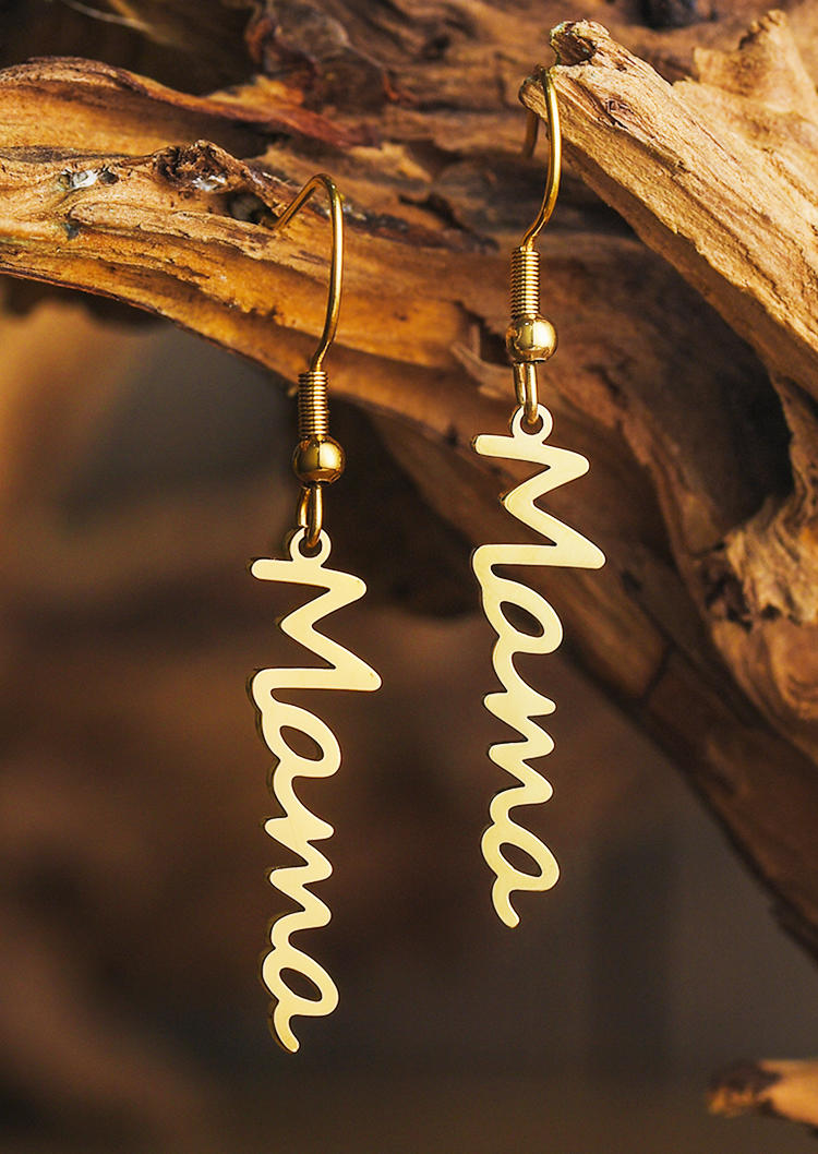 

Mama Alloy Pendant Earrings, Gold, 533162