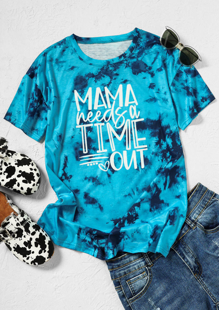 

Mama Needs A Time Out Tie Dye T-Shirt Tee - Light Blue, SCM000960