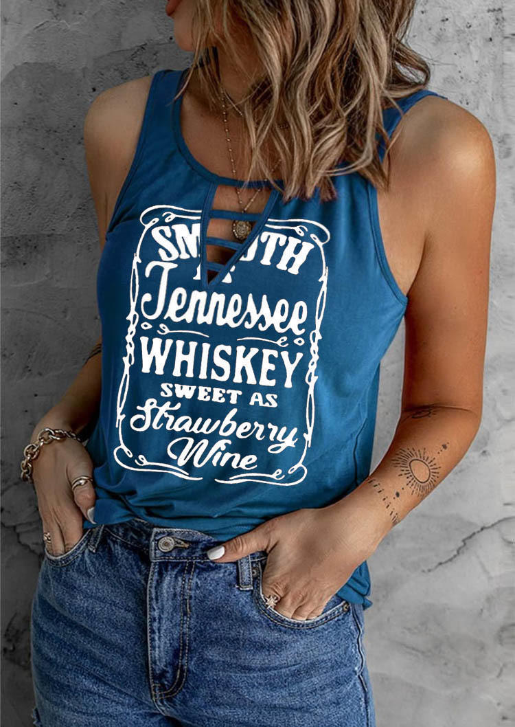 

Smooth As Tennessee Whiskey Sweet As Strawberry Wine Keyhole Neck Tank - Blue, SCM001060