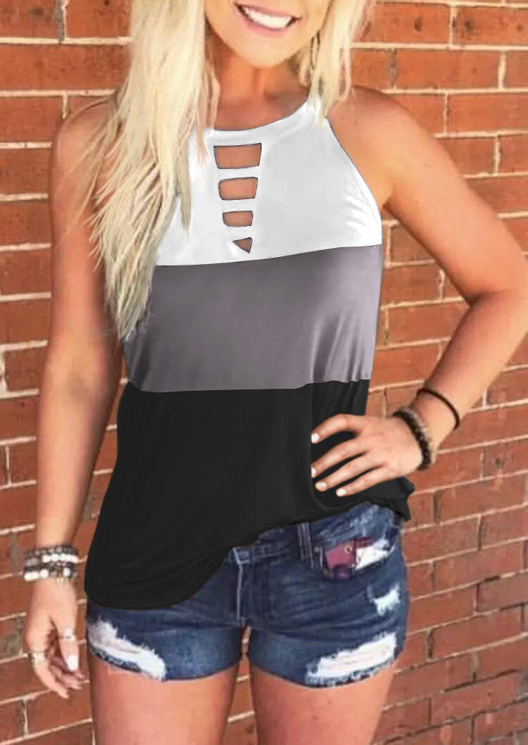 

Color Block Keyhole Neck Tank, Multicolor, 532995