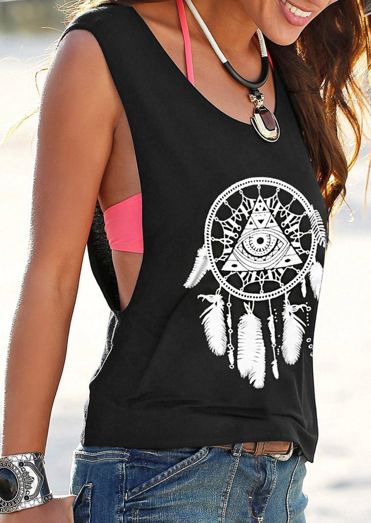 

Dreamcatcher Feather Tank without Pink Bra - Black, 533136