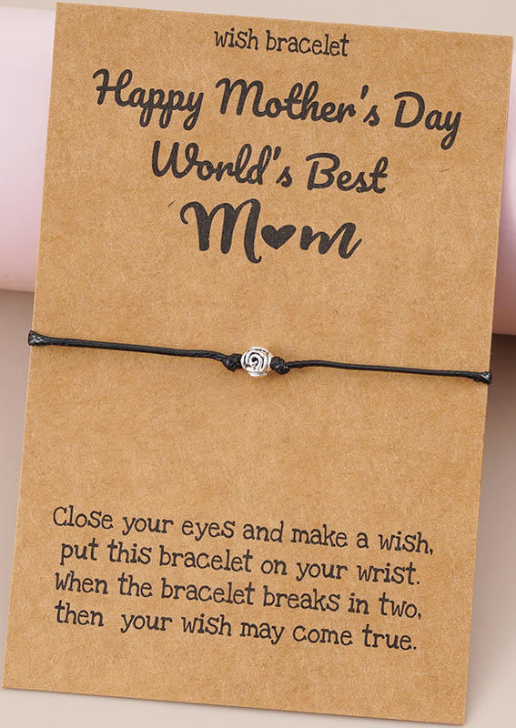 Happy Mother's Day Rose Alloy Bracelet - Black