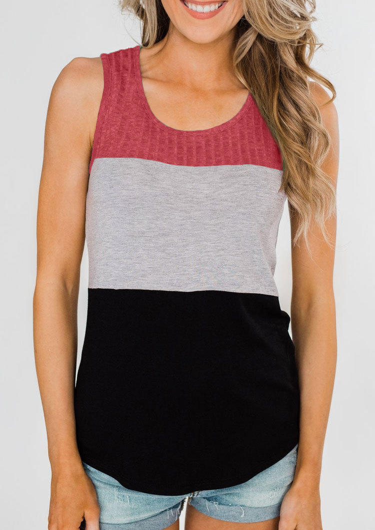

Color Block O-Neck Tank, Multicolor, SCM001155