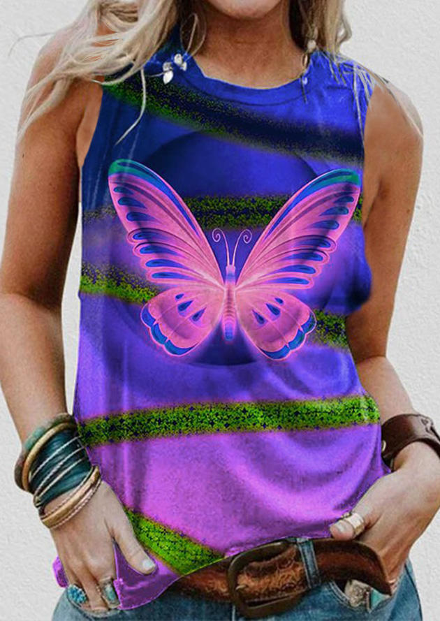 

Gradient Butterfly O-Neck Tank, Multicolor, 532771