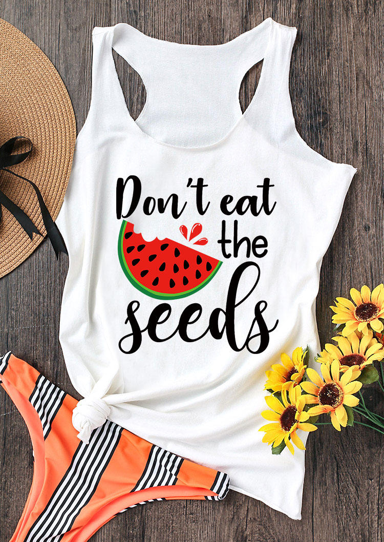 

Don't Eat The Watermelon Seeds Racerback Tank - White, 532994