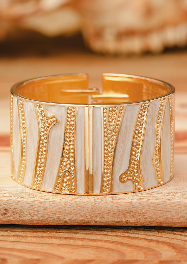 

Vintage Graphic Alloy Dripping Oil Bracelet, Beige, 533245