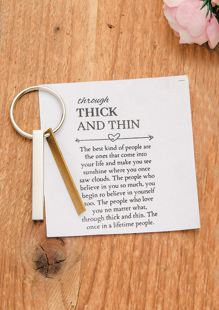 

Thick And Thin Stainless Steel Keychain, Silver, 533247