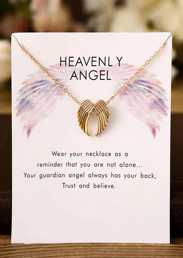 

Heavenly Angel Wing Alloy Necklace, Gold, 533397