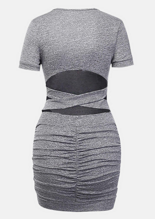 Buy Hollow Out Criss-Cross Bodycon Dress - Gray. Picture