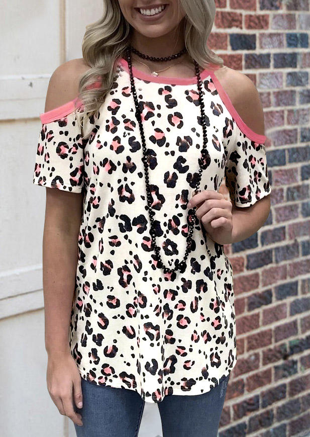 

Leopard Cold Shoulder Blouse, 532780