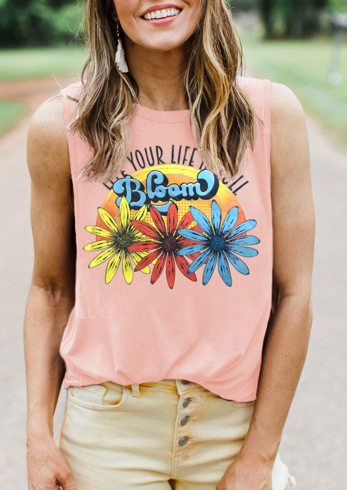 Live Your Life In Full Bloom Daisy Tank - Pink