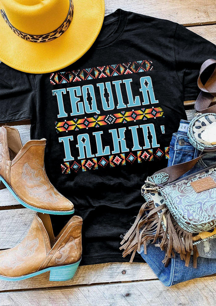 

Tequila Talkin' Aztec Geometric T-Shirt Tee - Black, 532821