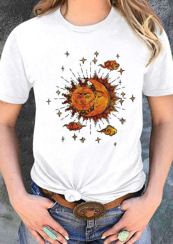 

Sun & Moon Star T-Shirt Tee - White, 532825