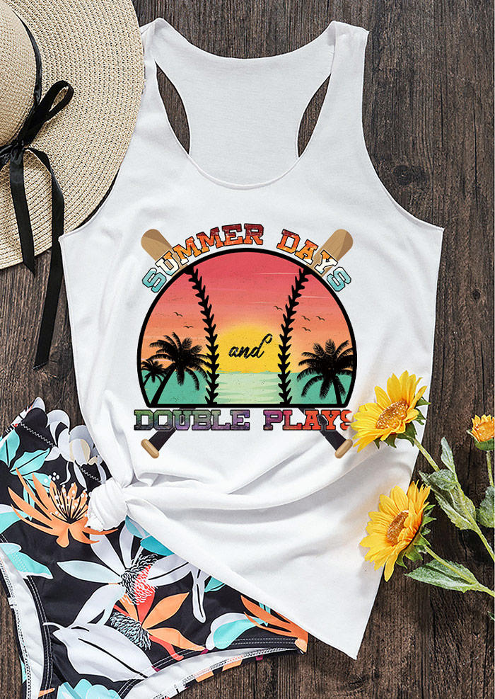 

Summer Days And Double Plays Racerback Tank - White, 532836