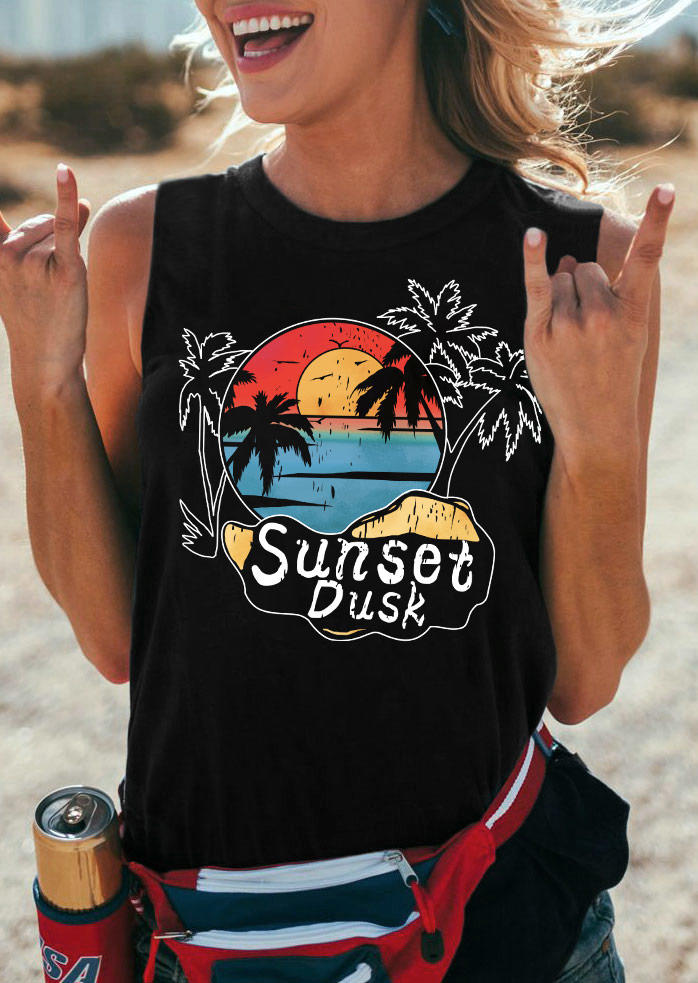 

Sunset Dusk Coconut Tree Tank - Black, 532906
