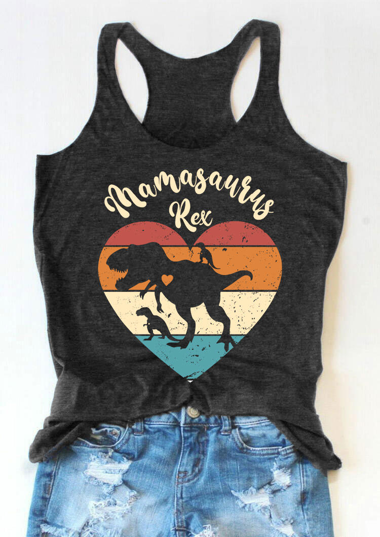 

Mamasaurus Rex Dinosaur Heart Racerback Tank - Dark Grey, 532914