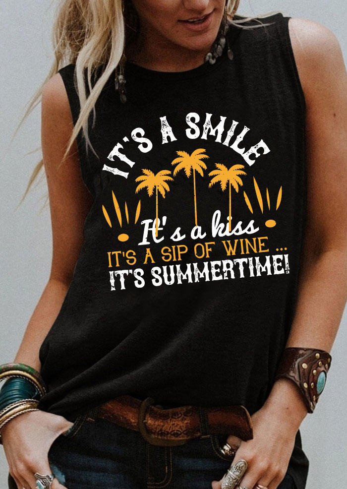 

It's A Smile It's A Kiss Coconut Tree Tank - Black, 533048