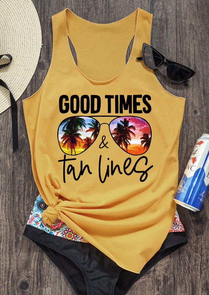 

Good Times & Tan Lines Sunglasses Racerback Tank - Yellow, 533195