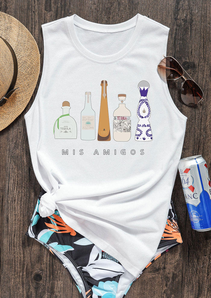 

Tequila Funny O-Neck Casual Tank - White, 533250