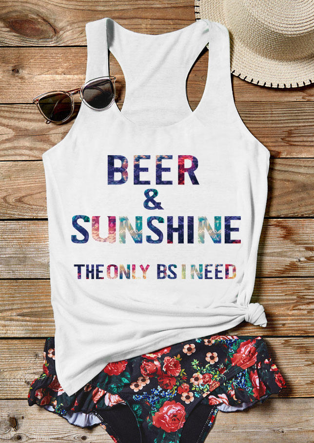 

Beer & Sunshine The Only BS I Need Racerback Tank - White, 533286