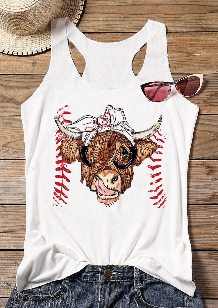 

Western Calf Baseball Racerback Tank - White, 533350
