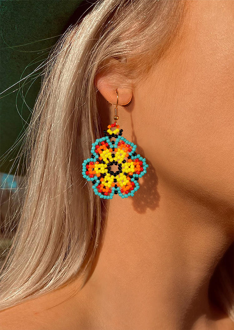 

Beading Floral Bohemian Earrings, Multicolor, 533403