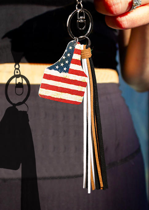 

American Flag Tassel Alloy Keychain, Multicolor, 533400