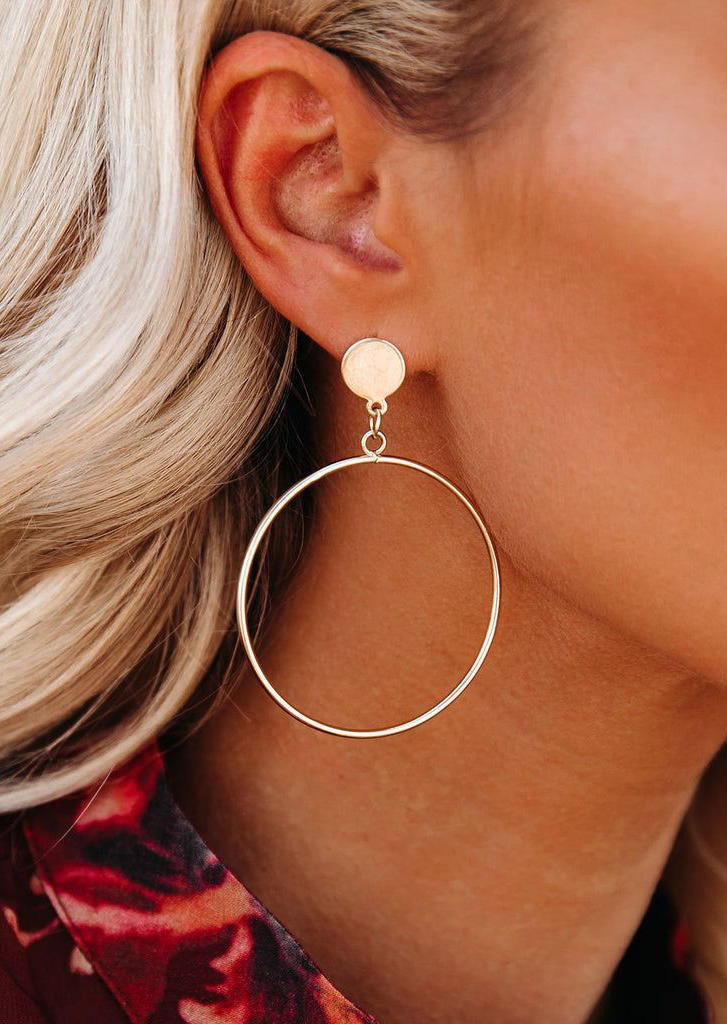 

Simple Circle Alloy Earrings, Gold, 533607