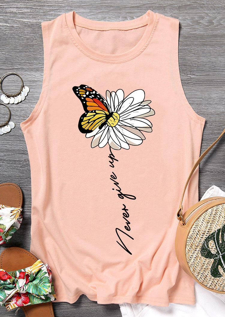 

Never Give Up Butterfly Daisy Tank - Pink, 533364