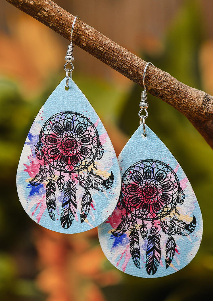 

Dreamcatcher Feather Water Drop Earrings, Multicolor, 533601