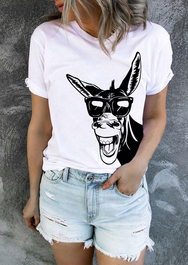 

Donkey Head O-Neck T-Shirt Tee - White, 533248