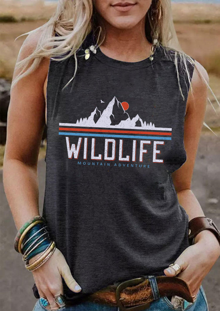 

Wild Life Mountain Adventure Casual Tank - Dark Grey, Gray, 533284