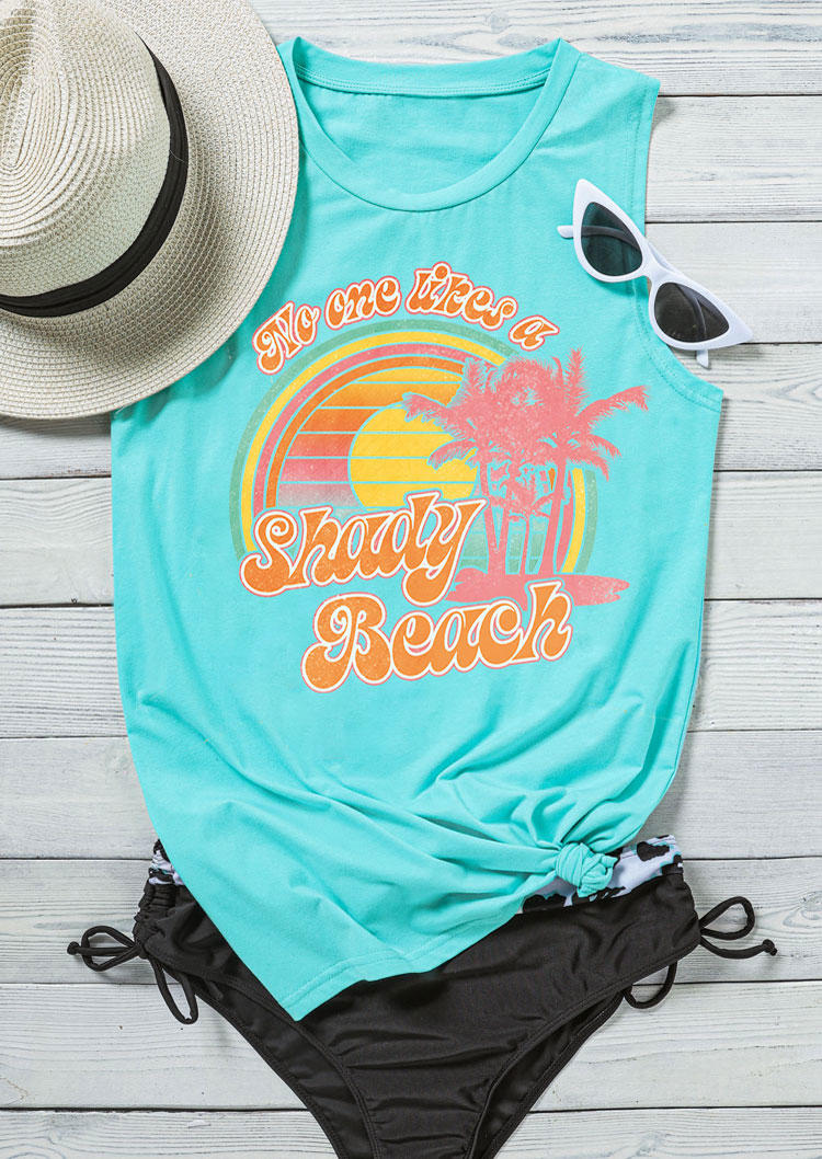 

No One Likes A Shady Beach Coconut Tree Tank - Cyan, 533439