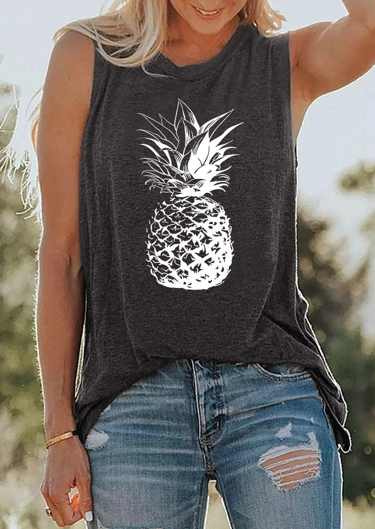

Summer Pineapple Casual Tank - Dark Grey, 533445