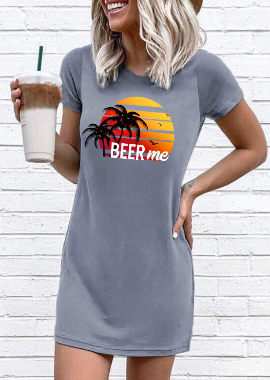 

Beer Me Coconut Tree Sunset Mini Dress - Gray, 533655