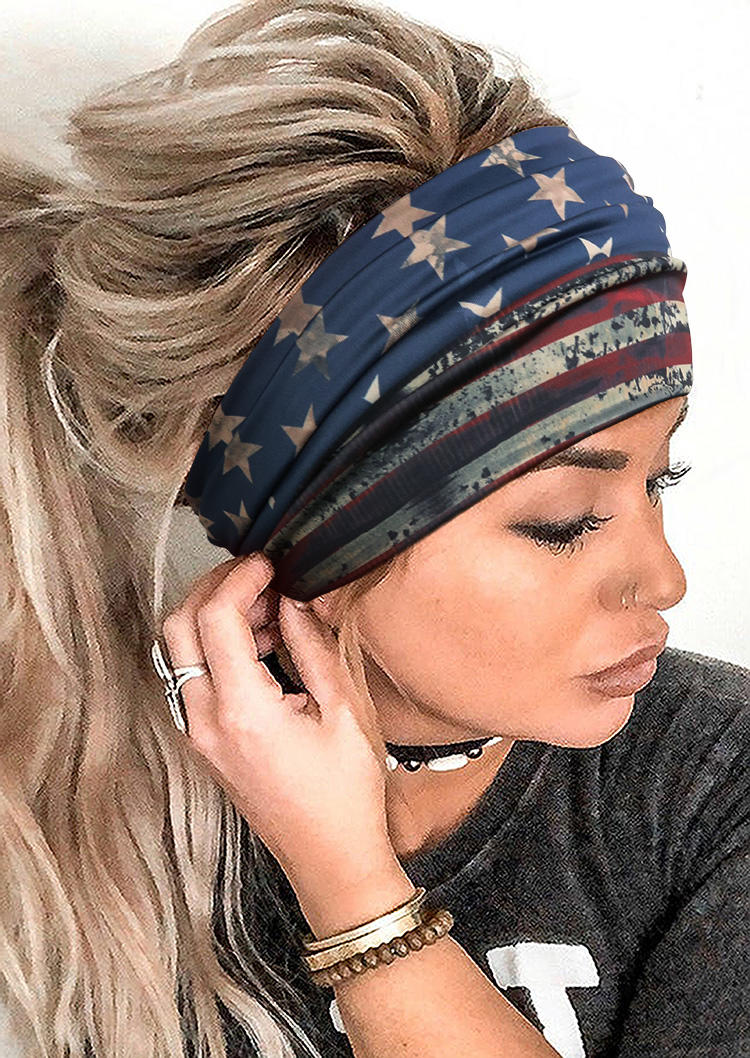 

American Flag Elastic Wide Headband, Multicolor, 533750